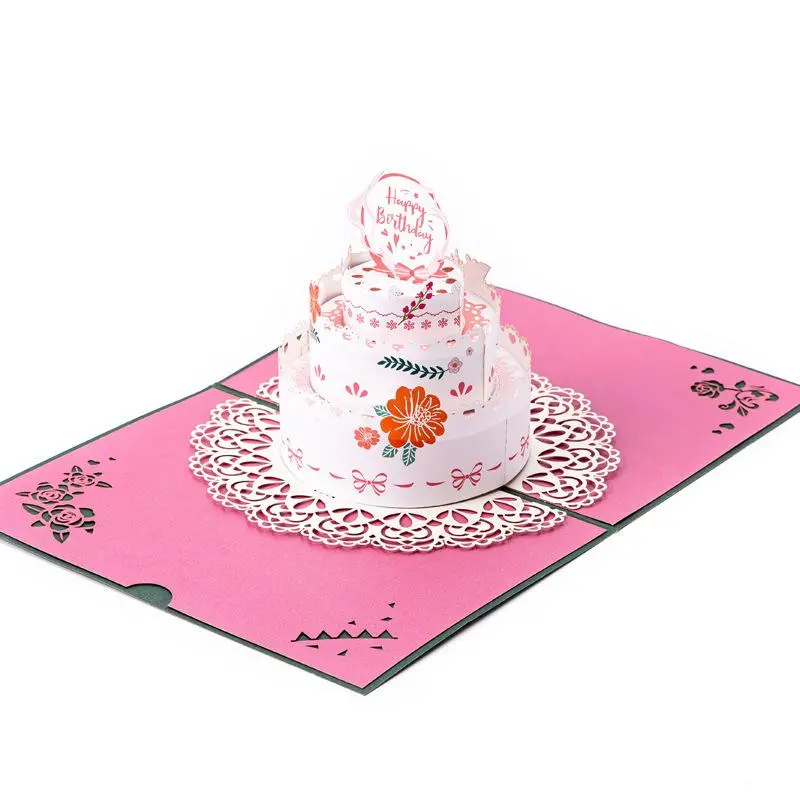 Stunning Cake 3D Creative Birthday Card, Personalized Anniversary Invitation