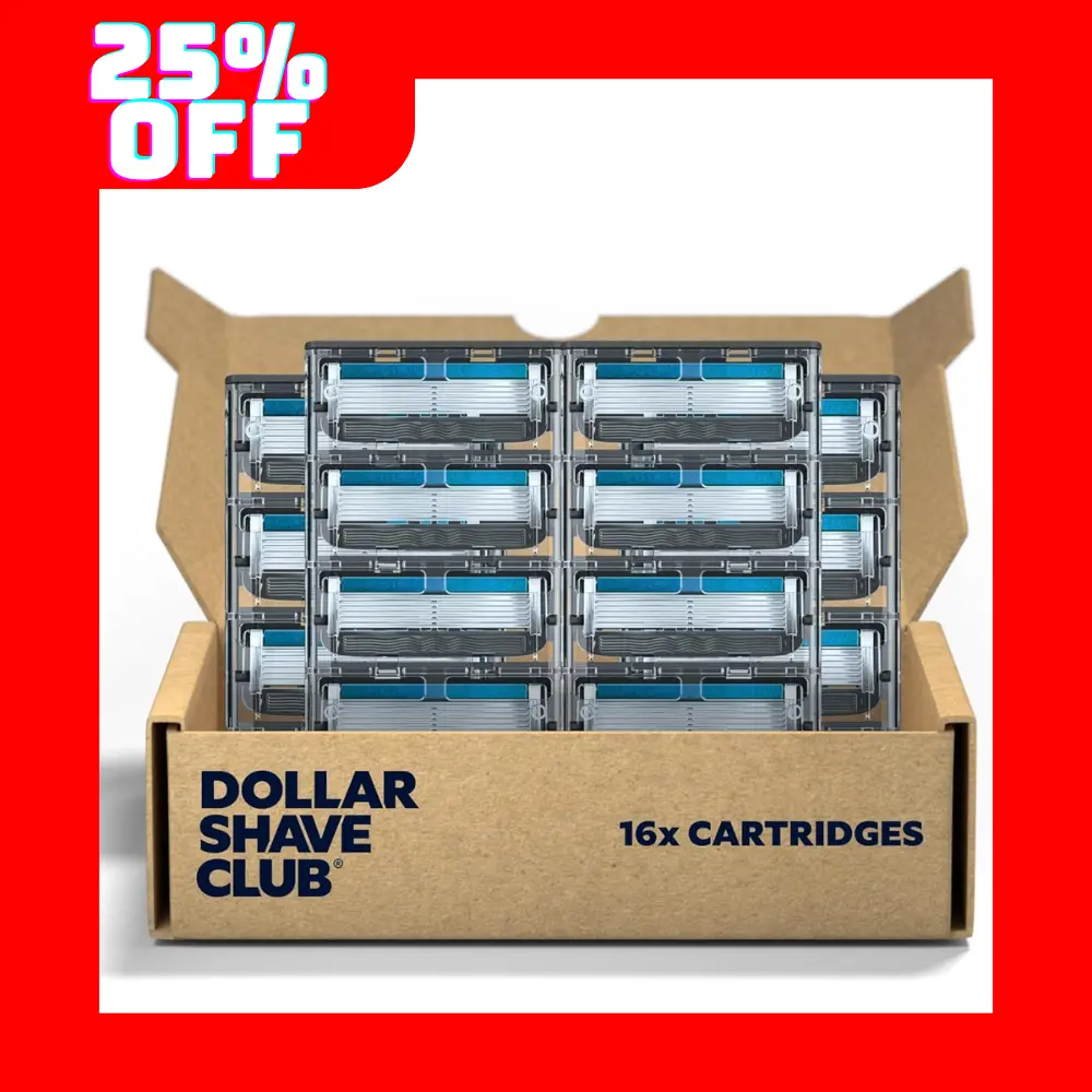 Viral Razor Refills! Dollar Shave Club 6-Blade (16 Pack) - No Nicks, No Burns - Aloe Strip for Sensitive Skin