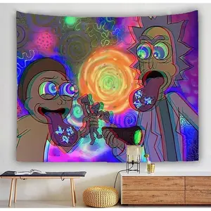 Rick and Morty Colorful Classic Synthetic Tapestry - 3x5 FT Knitting Sci-Fi Cartoon Wall Hanging, Durable Polyester Decor with Characters for Bedroom by summerwins