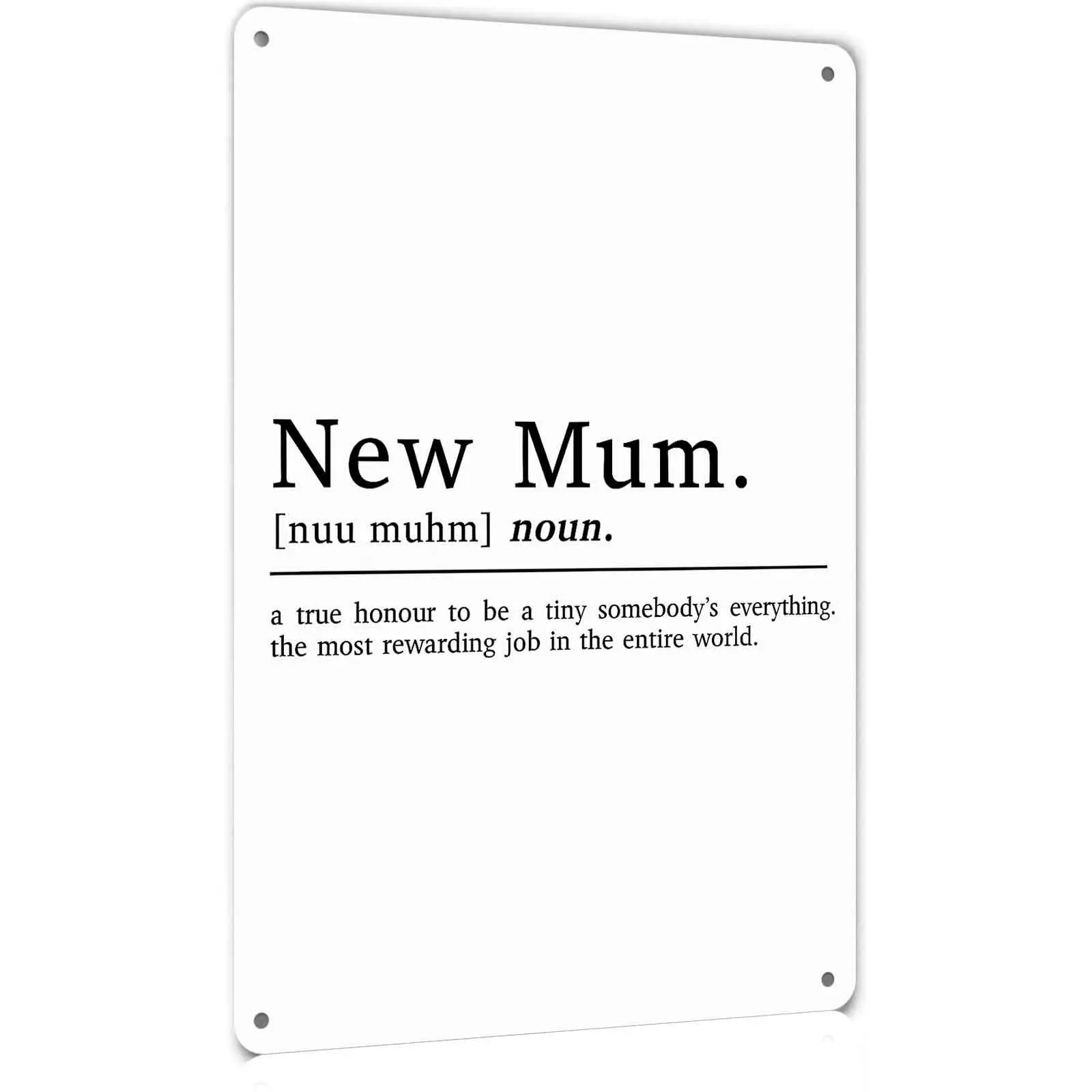 8x12 in Lightweight Vintage Artistic Aluminum "New Mum" Definition Print, Hanging Farmhouse Home Decoration, Retro Gift for First-Time Mums