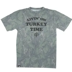 Livin' On Turkey Time Letter Washed Out Tee Mossy Oak Full Foliage, Mossy Oak Full Foliage Livin' On Turkey Time Short Sleeve Shirt