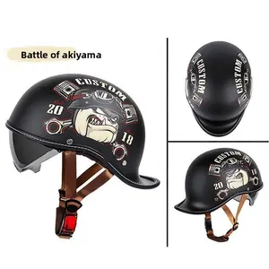 Motorcycle locomotive four-season universal retro warped helmet unisex American cruise riding safety helmet half helmet