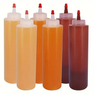 Plastic Squeeze Condiment Bottles Set for Tomato Sauce Salad Dressing Easy Dispenser Kitchen Restaurant Use 3/6/8 Pieces