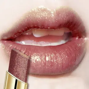 Huasurv Shiny Moisturizing Hydrating Lipstick, Long-Lasting Glossy Finish, Metallic Pearl Effect, Matte Fine Sparkle, Portable Travel Makeup