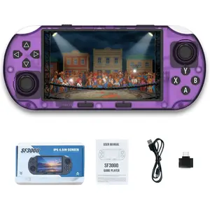 Retro Handheld Game Console, 4.5 Inch IPS Screen, Built-in Multi-platform Simulator, With 20000+ Games, Support TV Connection, Dual Core, Dual Joysticks, Speaker, High-Capacity battery, Purple