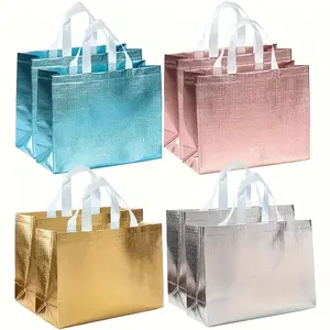 Glitter Gift Bag, 8 Counts/set Reusable Gift Wrapping Bag with Handle, Gift Packaging Supplies for Birthday Party Wedding