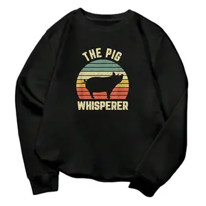 Pure Fabric Retro-Style Pig Sweatshirt – Loose Fit, Unisex Long Sleeves for Comfort