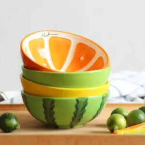 Creative Fruit Shaped Ceramic Salad Bowl Family Fruit Snack Plate Dinner Bowls Complete Tableware Kitchen Utensils Accessories Salad Serving Bowls
