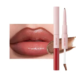 JOOCYEE Plump & Glossy Dual Lip Combo, Lip Liner and Gloss 2 in 1, Matte Lip Liner, Glossy Lip Gloss, Plumping & Long Lasting, Shimmer Finish, Non Sticky Lip Gloss, Daily Makeup, Travel Makeup, Refresh Look,Summerwins