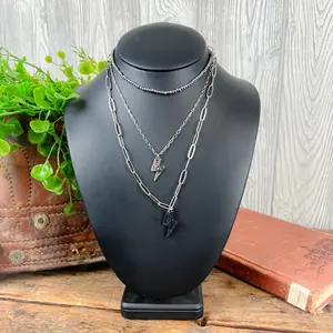 Lightning Bolt Layered Necklace - Black