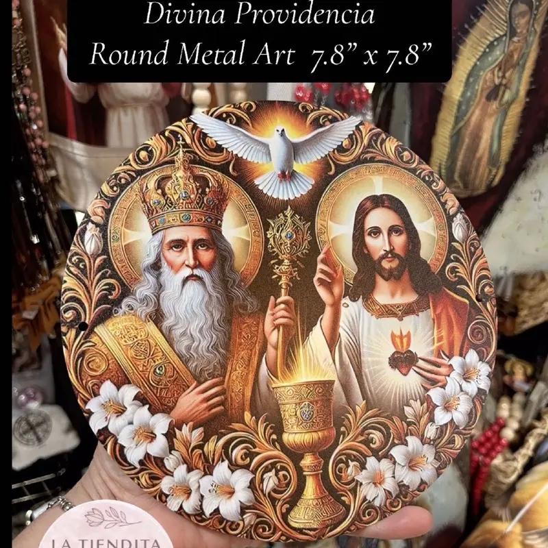Divina Providencia.  Round Metal Art  7.8” x 7.8”