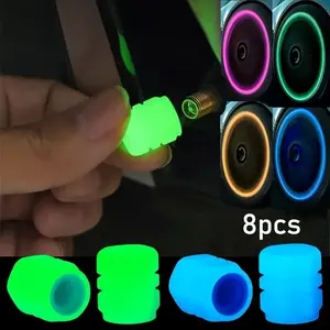 8/10pcs Neon Night Glow Motorcycle Car Tire Valve Cap Covers, Durable Abs Hexagon Stem with Glowing Tip, Multi-Color Options, Nighttime Rides
