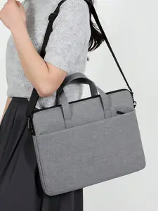 14-Inch Laptop Messenger Bag - Portable Lightweight Functional Case with Handle, Adjustable Straps, Business Casual Design in Pink, Grey, Black, Navy for Business Travel, College Use