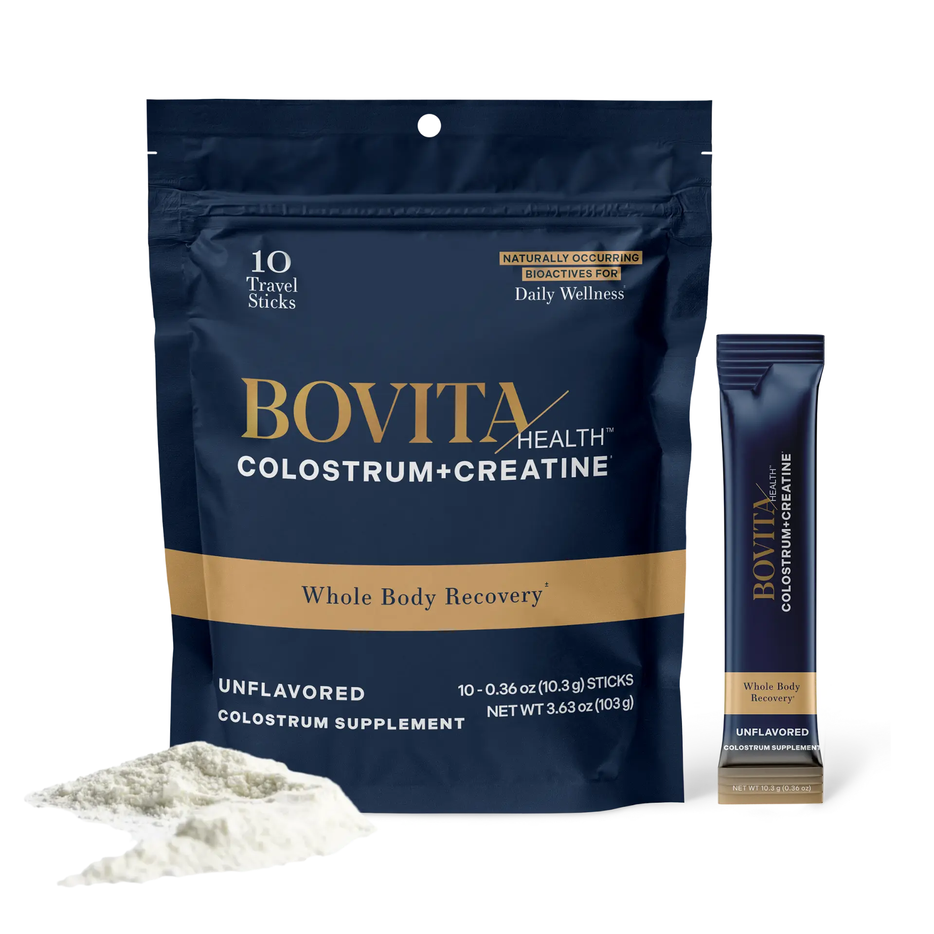 Bovita Health Colostrum + Creatine Unflavored, 10-Count Stick Pack Pouch