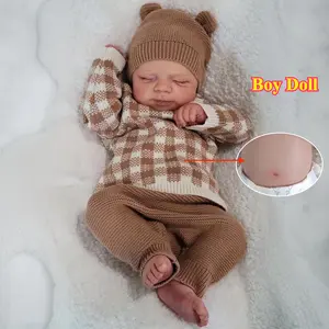48cm 19inch Soft Vinyl Full Body Body Boy Reborn Baby with 3D-Paint Skin and Visible Veins Art Toy Alive Sleeping Baby Bathe Play House Toy