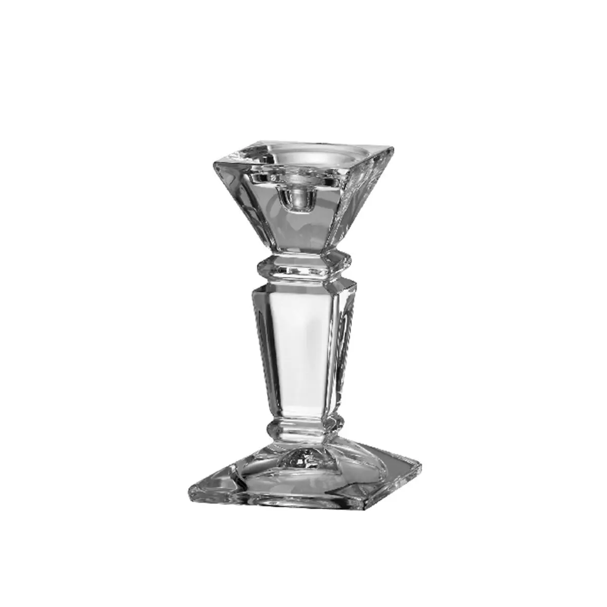 212 MAIN Unique Shape Crystalline Glass Candelabra - 8 in Height, Dishwasher Safe Home Decor Accent for Living Room, Unique Gift