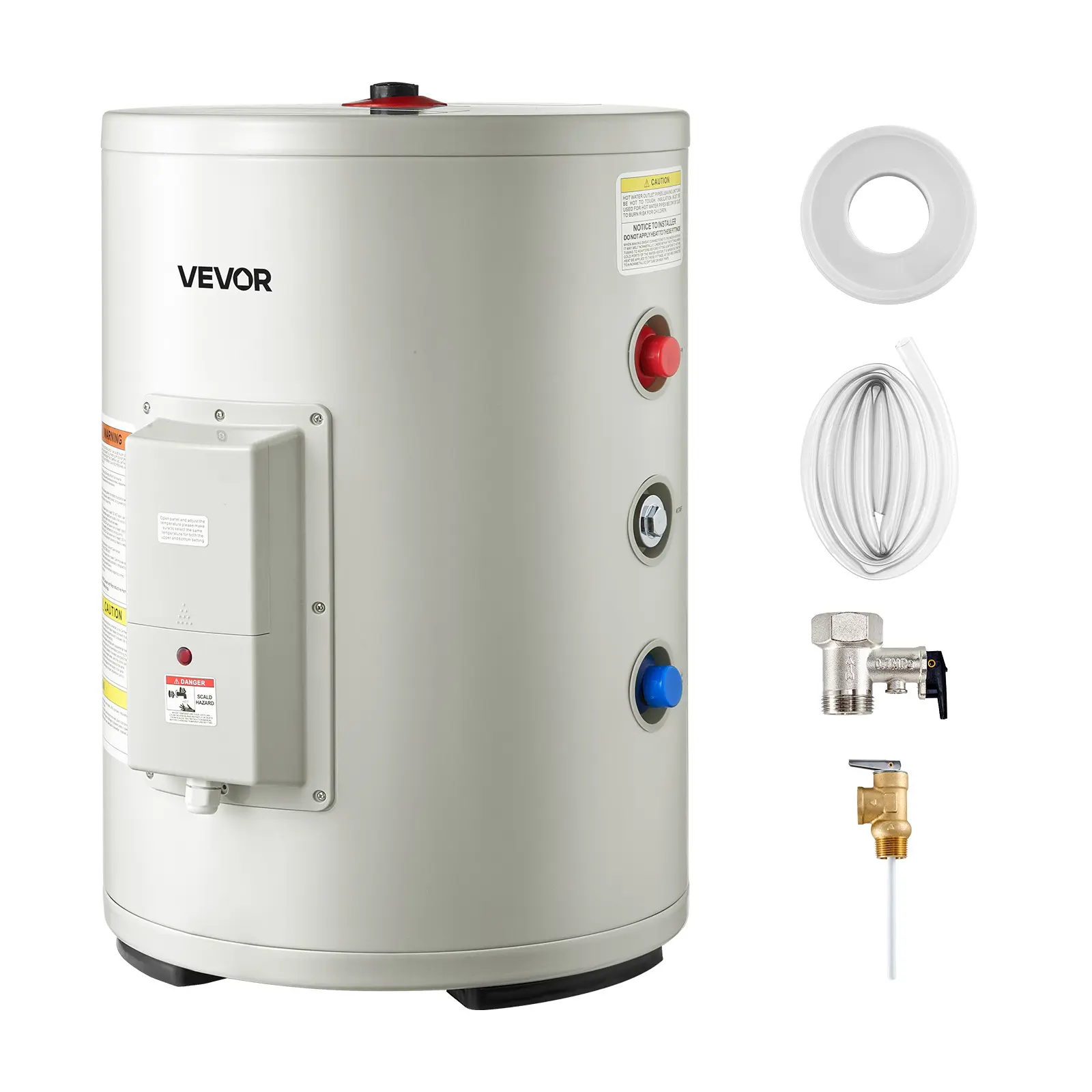 【summerfinds】VEVOR 12 Gallon Electric Tank Water Heater, 1600W Point-of-Use Hot Water Heater with LED Display, Knob Control, Side Outlet, 120V Storage Design with T&P Valve for Small Apartments & Studios, Gray