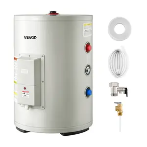 【DealsForYouDays】VEVOR 12 Gallon Electric Tank Water Heater, 1600W Point-of-Use Hot Water Heater with LED Display, Knob Control, Side Outlet, 120V Storage Design with T&P Valve for Small Apartments & Studios, Gray