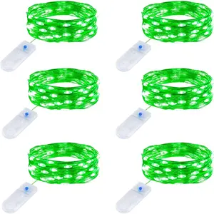 Household daily necessities Minetom 6 Pack Fairy Lights Battery Operated String Lights - 7ft 20 LED Waterproof Silver Wire Firefly Lights for St Patrick's Day Decor DIY Crafts Wedding Table Centerpieces, Green