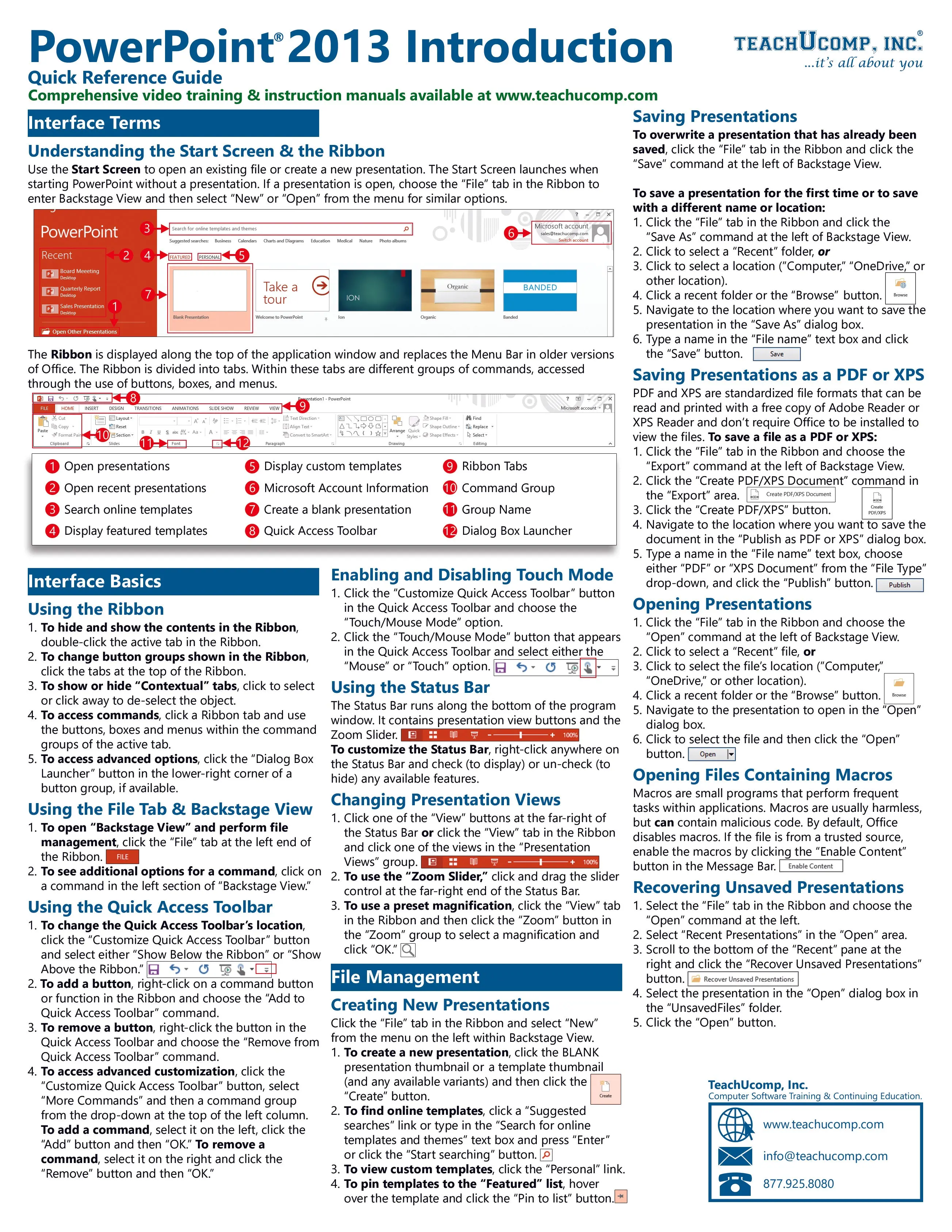 PowerPoint 2013 Introductory Quick Reference Guide