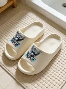 Dark Angel Team Print Fashion Slippers, Heavy Metal Cool Style, Thick Sole Soft Bottom, Couples Home Outdoor Use, Asymmetrical Cartoon Design