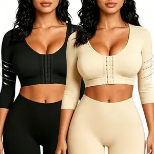Plus Size Women's Arm Shaper, Basic Minimalist Post-Surgery Compression Bra with Front Closure, Women's Clothes
