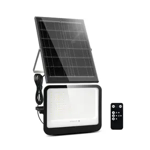 LED DICTIVE Solar Lights Outdoor 7000K 3500LM with 3 Modes Dusk to Dawn Remote Control IP65 Waterproof 16.4 Ft Cable for Yard Garage Porch