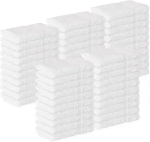 24 Pack Cotton Washcloths Set - 100% Ring Spun Cotton, Premium Quality Flannel Face Cloths, Highly Absorbent and Soft Feel Fingertip Towels (White)