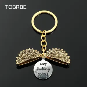 Sunflower Keep Fucking Going Keychain - Motivational Gift for Women, Men, Birthday, Christmas, Girlfriend, Students, Graduation - Keep Fucking Going Keychain