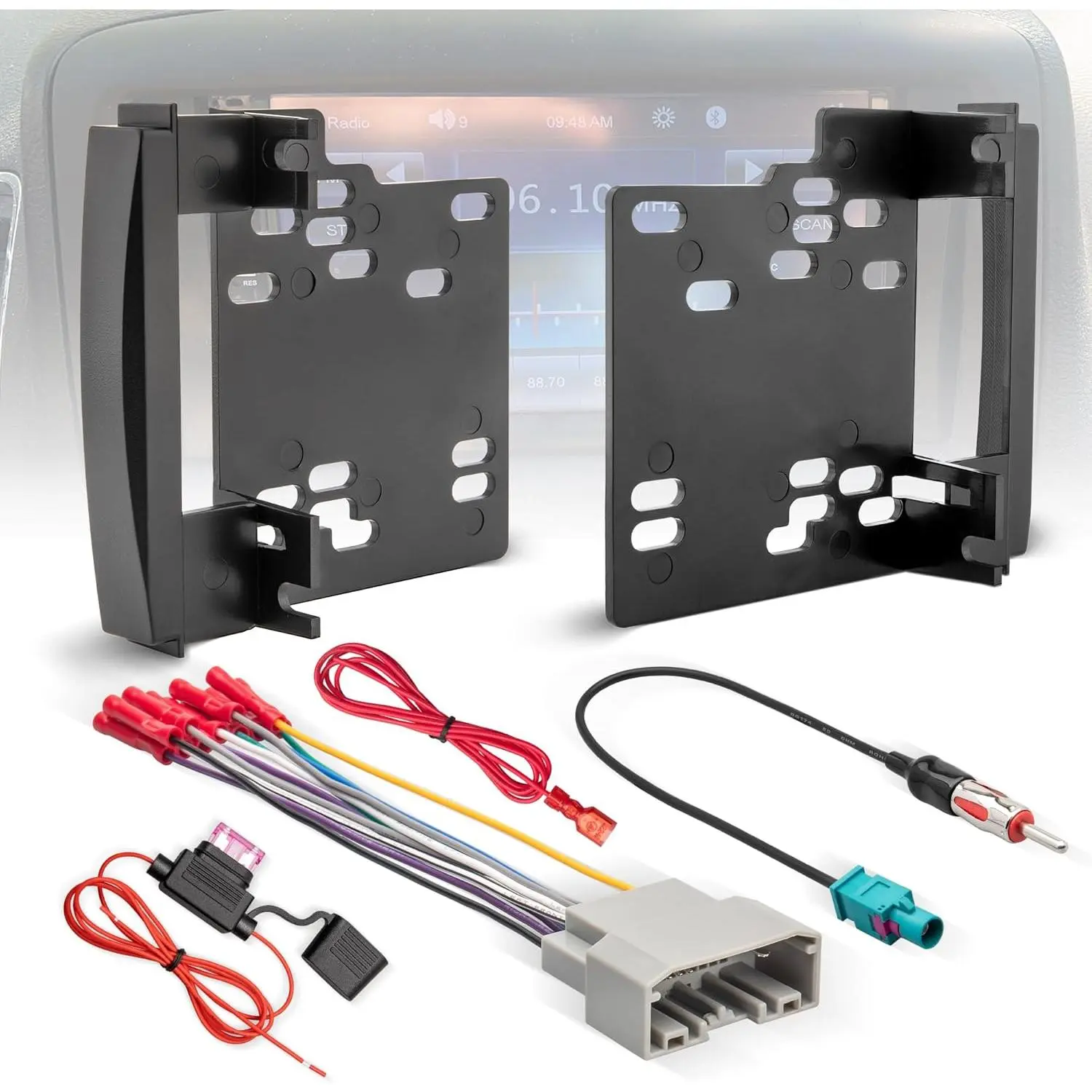 Double DIN Radio Installation Dash Kit W/Radio Wire Harness for 2007-2016 Dodge/Jeep/Chrysler, Aftermarket Radio Dash Stereo Mounting Installation Trim Bezel Bracket Wire Kits