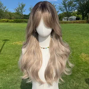 Smilco Ash Blonde Ombre Wavy Machine-Made Wig – Chic Waves, 26 Inch| SM457