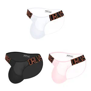 Men's Sheer Ice Silk Briefs, Low Rise Breathable U-Pouch Underwear, Sexy Butt-Lifting High-Cut Sport Briefs 3-Pack