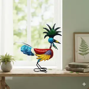 Beautiful Rooster Statue Decoration, Metal Outdoor Sculpture, Realistic 3D Garden Ornament, Easy DIY Assembly, Animal Yard Art, Garden Sculptures