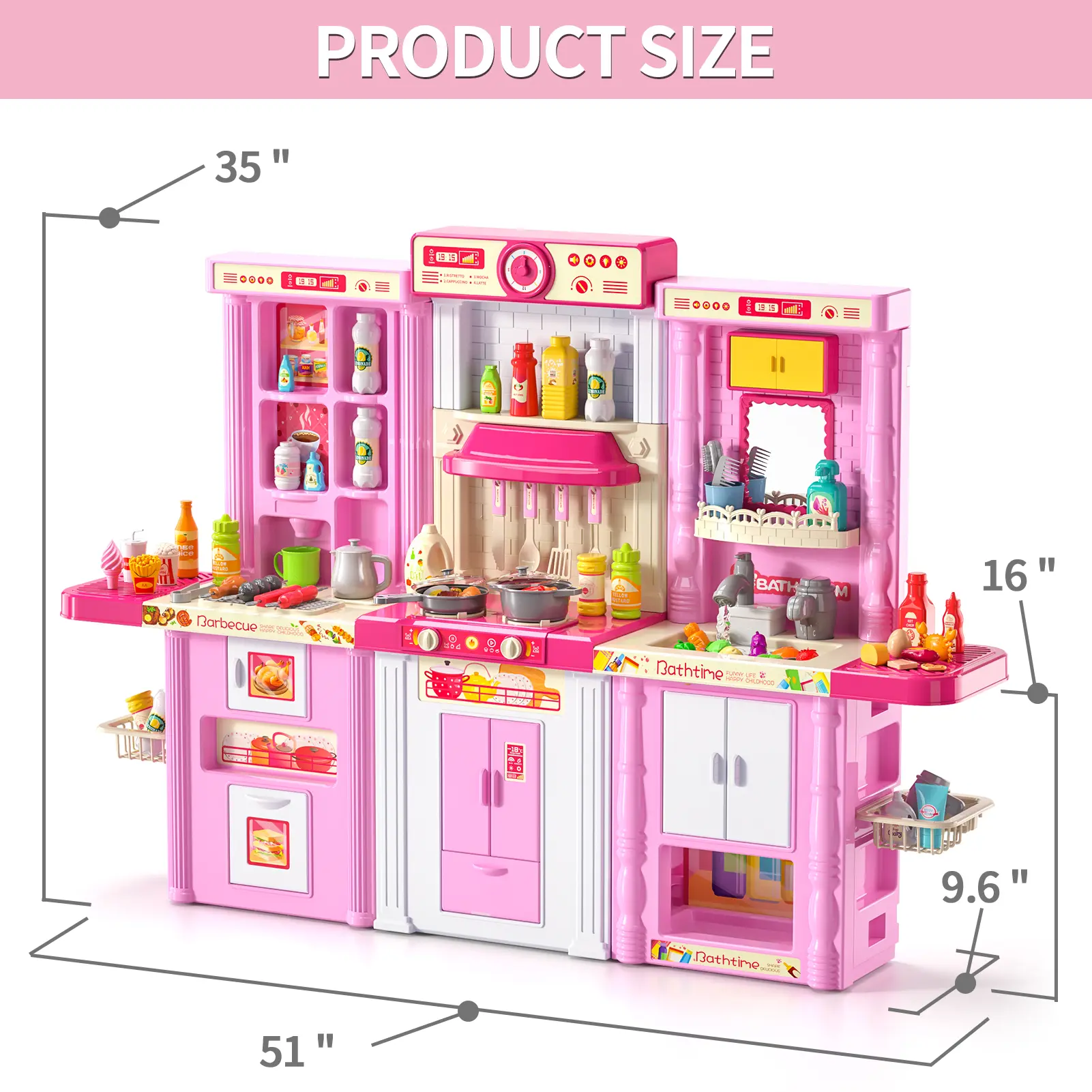 Montessori BPA-Free Latex-Free Children’s Pretend Kitchen Play Set (6-8 Years) – Montessori Kitchen & Food Toys with Simulated Steam Effect, Flashing Lights, Cooking Sounds, Steamer, Utensils, Fruit/Vegetable Toys for Child Development Support
