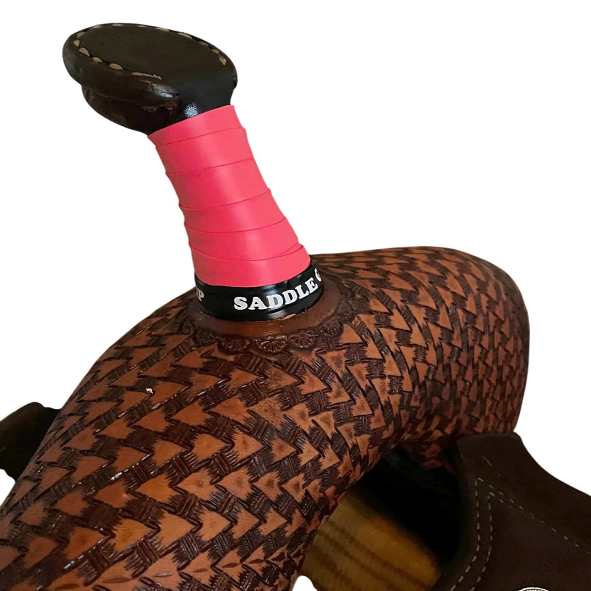 Western Saddle Horn Wrap for Barrel Racing, Grippy Non-Adhesive Cover with Easy Install Hook-and-Loop Closure, Red, 3 Pack, Personalization, Extra Grip