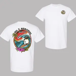 Big Z Memorial Surf Off T-Shirt, Retro Hawaiian Surfing Penguin Graphic Tee, Funny Ocean Wave Shirt, Summer Beach Casual Streetwear Top