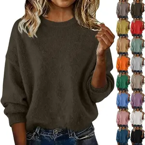 Cashmere Sweaters for Women Round Neck Wool Long Sleeve Pullover Tops Warm Lightweight Winter 2025 Cozy Knitted Sweater Minimalist Basic Black Crewneck Knitwear Womenswear Everyday Outfits Knitting Casual