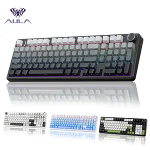 Aula F99 Pro Wireless Mechanical Gaming Keyboard with Knob Tri-Mode BT5.0 USB-C 2.4GHz Hot Swappable Pre-Lubed Switches Gasket Structure RGB Backlitwith Numpad PBT Keycaps Multifunction Knob for MAC PC Gamer