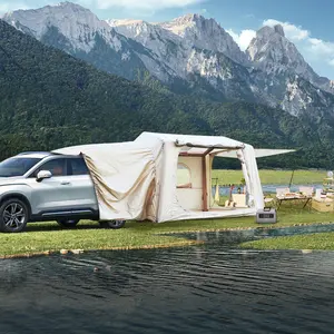 Dufominc Inflatable SUV Tent 2-in-1 Design 9.8ft x 8.2ft Waterproof Oxford Air Glamping Tent for 4-6 Adults Quick Setup with Air Pump All-Season Camping essentials