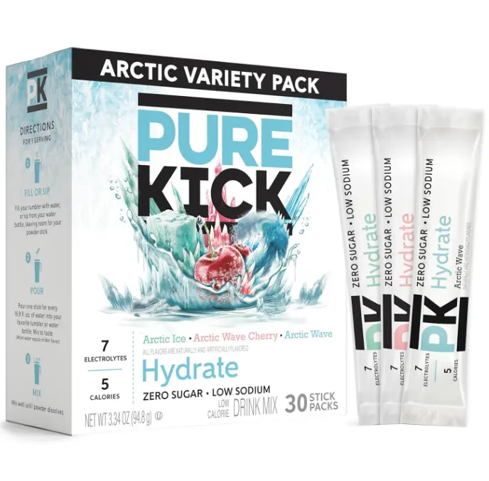 Pure Kick Hydration Water Drink Mix, Arctic Variety Pack, 30 Packets