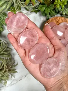 Rose Quartz Calming Stone 45mm  Pink Pocket Worry Crystal  Heart Chakra  Love