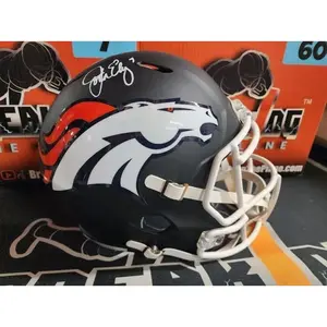 John Elway Autographed Flat Black Broncos Full Size Helmet Beckett COA