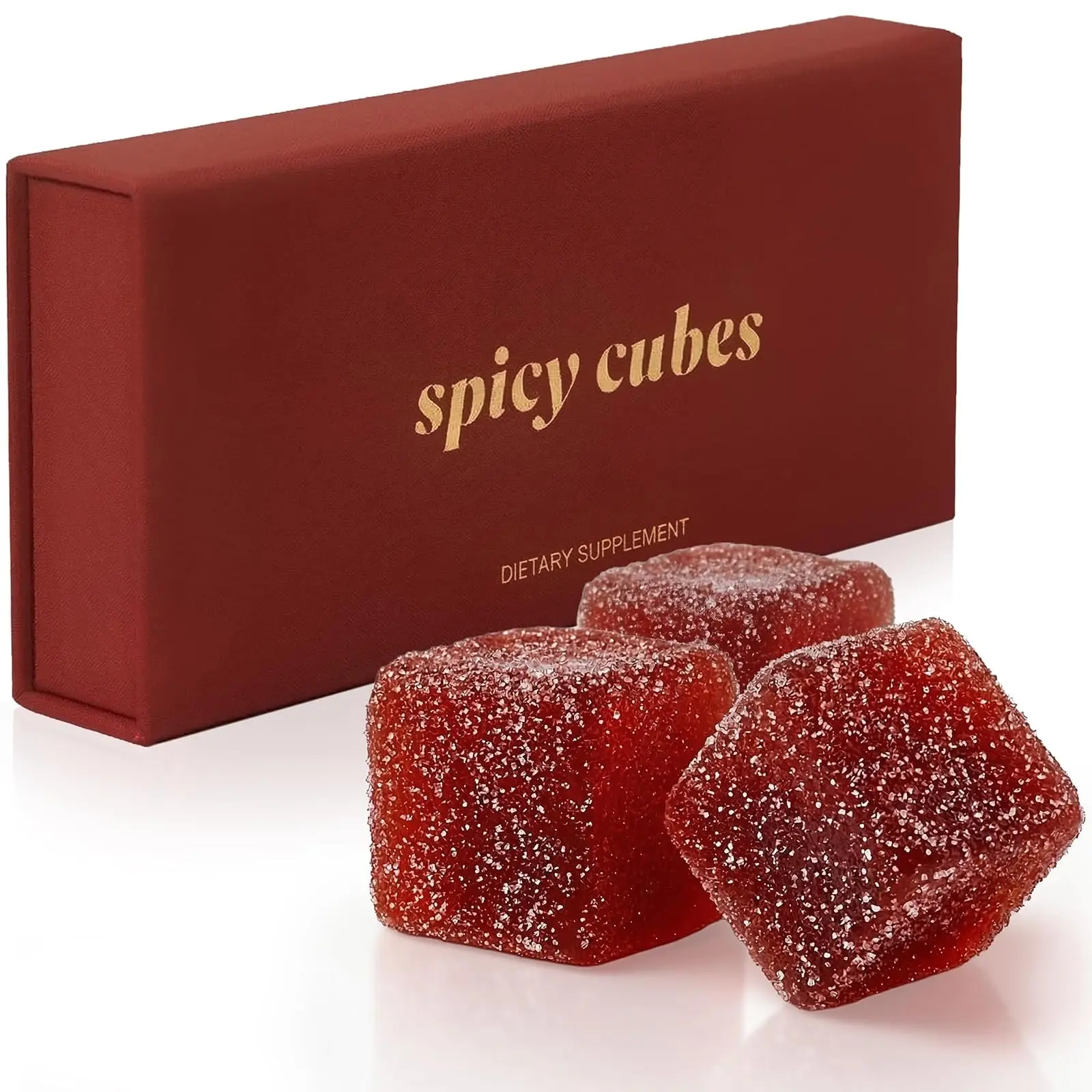 LIMITED EDITION!!! Spicy Cubes for Adults, Hot Peach Gummies with Maca Root for Energy & Mood | Fun Treat for Couples, Boost Mood & Vitality with Natural Botanicals & Muira Puama, Sweet & Spicy Chili Sugar Coating, 1 Pack