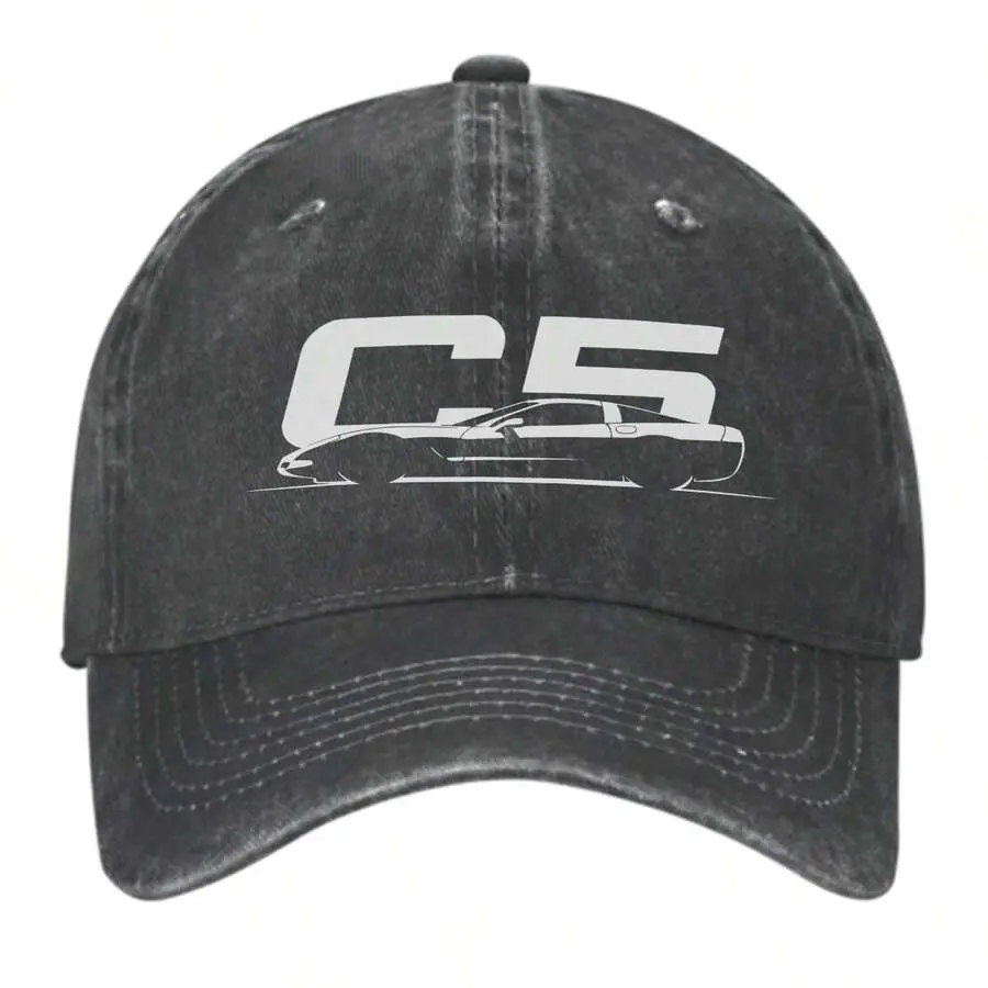 Unisex Fit Vintage Corvette C5 (1997-2004) Sport-Inspired Sports & Outdoor Baseball Cap, Washed Denim Cotton Dad Hat, Adjustable Buckle, Single Layer, Classic Curved, Breathable Vents, Cooling, Lightweight, Quick-Drying, All Seasons Casual Daily Wear Hat,