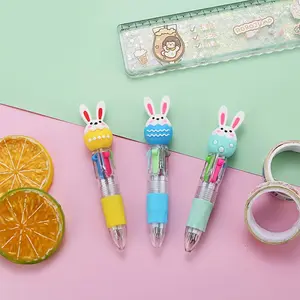 20 /30pcs Easter Rabbit Theme Retractable Ballpoint Pens Mini Cute 4-Color Soft Silicone Grip Office Gift School Supplies Stationery Supplies