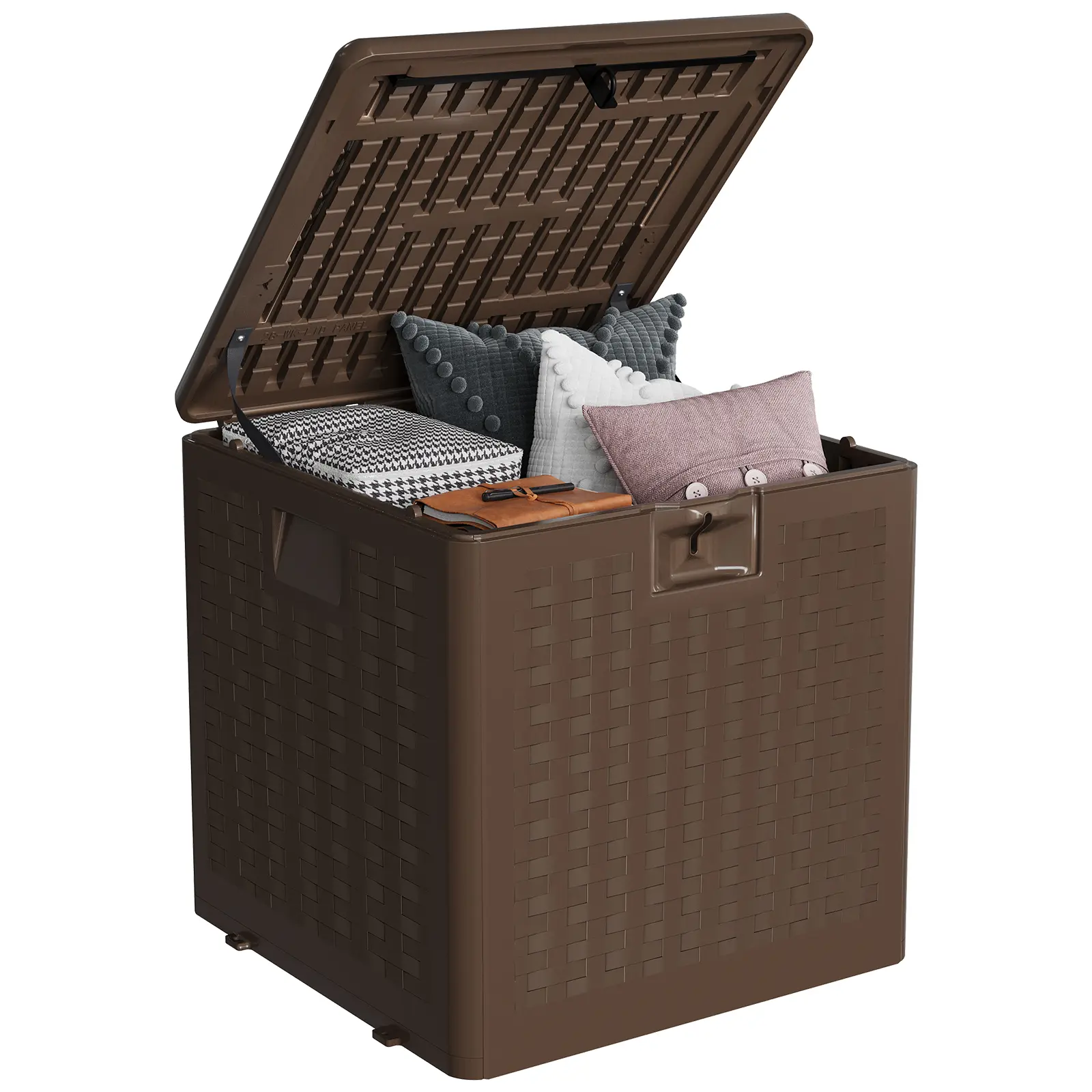 28 Gal Outdoor Resin Deck Box - Weatherproof, UV-Resistant, Lockable Lid - Durable Rattan-Style Patio Storage Bin for Garden Tools, Cushions, Pool Accessories,dorm essentials,home decor