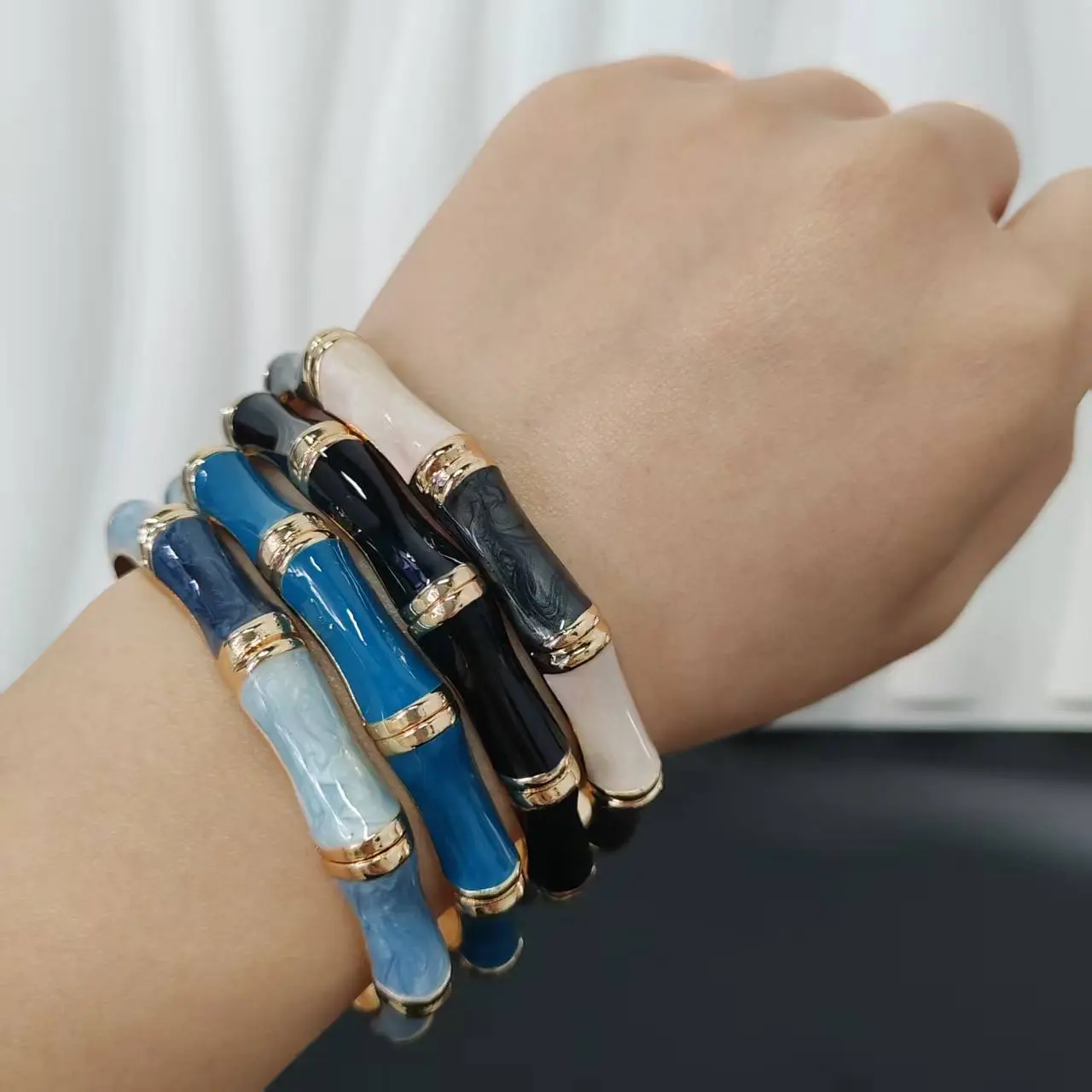 4PCS/bag Diameter 6cm Bangles Colourful Bamboo Women Bracelet