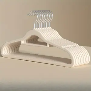 50pcs Anti-Slip Velvet Hangers - High-Quality Plastic Hangers with Polished Surface, Space-Saving, Ultra-Thin, Heavy-Duty, 360-Degree Rotating Hooks, Suitable for Dry and Wet Use, Home Closet Organizer