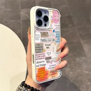 Magnetic TPU Smartphone Casing, Chic Positive Affirmation Collage Design, Anti-Slip Lightweight Ultra-Thin Protection Accessory, Suitable for iPhone 11/12/13/14/15/16/17 Pro/ProMax/Plus, Aesthetic Daily Handheld Cover
