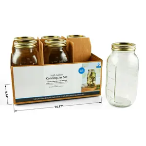 Wide Mouth 64 oz Glass Canning Jar Set of 6 with Airtight Lids Ideal for Food Storage and Preservation Kitchen Utensils Canister
